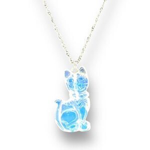 Cat Pendant with Sterling Silver Twist Chain Necklace 18”